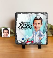Kişiye Özel Bay Diş Hekimi Karikatürlü Dekoratif Doğal Taş - 3