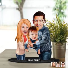 Kişiye Özel Aile Karikatürlü Ahşap Biblo Model-21 Babaya Hediye, Anneye Hediye, Ev Hediyesi