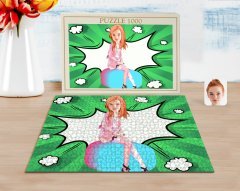Kişiye Özel Kadın Karikatürlü 1000 Parça Profesyonel Puzzle-32