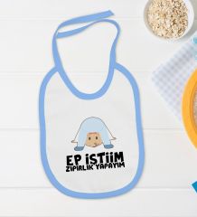 BK Kids Ep İstiim Zıpırlık Tasarımlı Mavi Bebek Body Zıbın ve Mama Önlüğü Hediye Seti-1