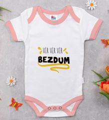 BK Kids Bezdum Tasarımlı Pembe Bebek Body Zıbın-5