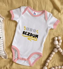 BK Kids Bezdum Tasarımlı Pembe Bebek Body Zıbın-5