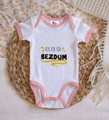 BK Kids Bezdum Tasarımlı Pembe Bebek Body Zıbın-5