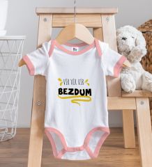BK Kids Bezdum Tasarımlı Pembe Bebek Body Zıbın-5