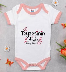 BK Kids Kişiye Özel Pembe Bebek Body Zıbın - Model 37