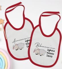 BK Kids Kişiye Özel Anneanne ve Babaanne Tasarımlı 2’li Kırmızı Mama Önlüğü-2
