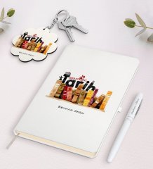 Kişiye Özel Tarih Öğretmeni Beyaz Defter Kalem ve Anahtarlık Hediye Seti-2