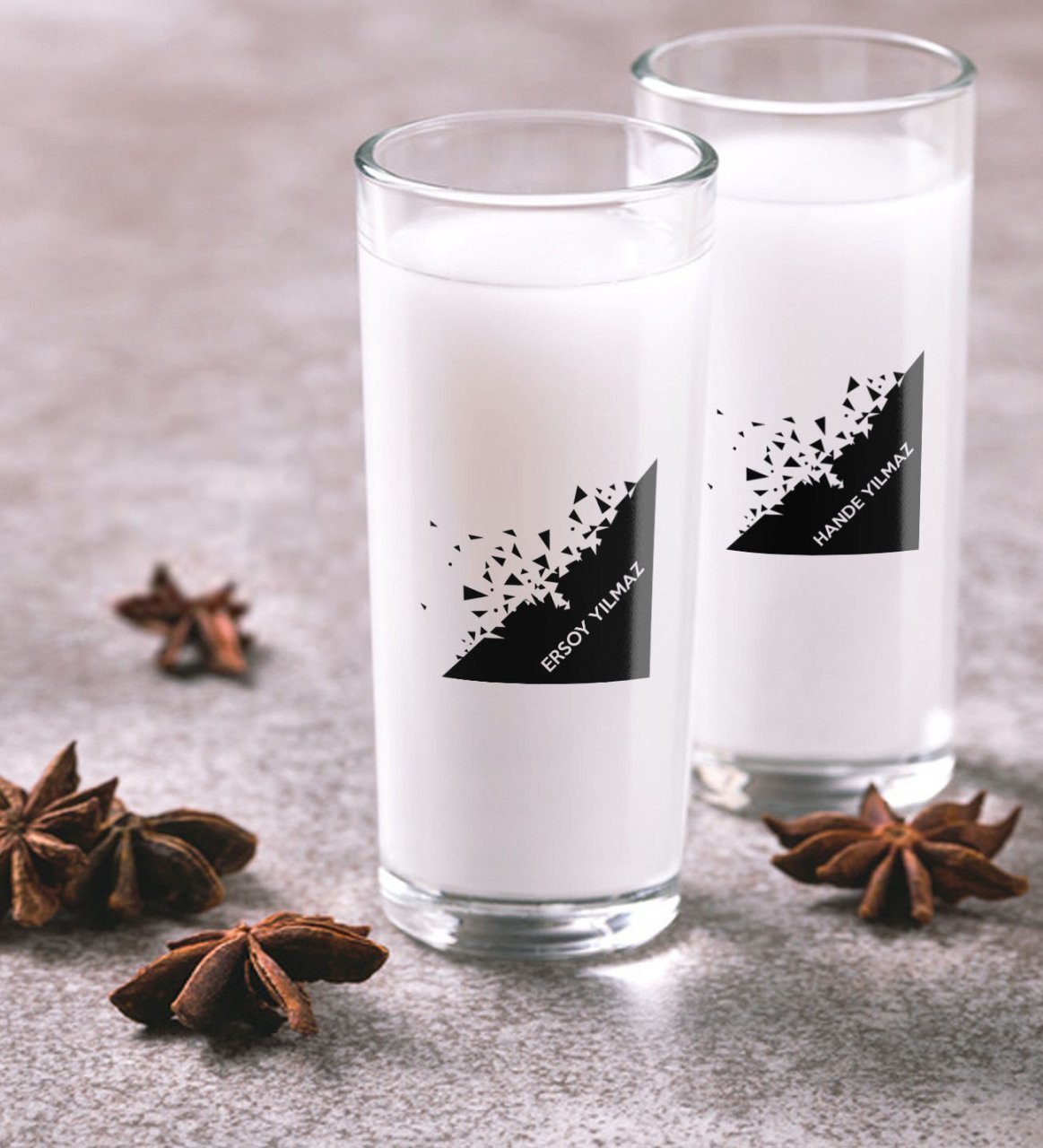 Kişiye Özel Renkli Baskılı İsimli İkili Rakı Bardağı Seti-27
