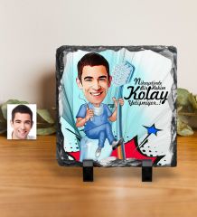 Kişiye Özel Bay Diş Hekimi Karikatürlü Dekoratif Doğal Taş - 2