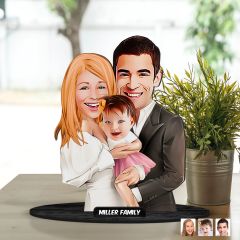 Kişiye Özel Aile Karikatürlü Ahşap Biblo Model-20 Babaya Hediye, Anneye Hediye, Ev Hediyesi