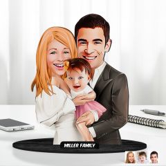 Kişiye Özel Aile Karikatürlü Ahşap Biblo Model-20 Babaya Hediye, Anneye Hediye, Ev Hediyesi