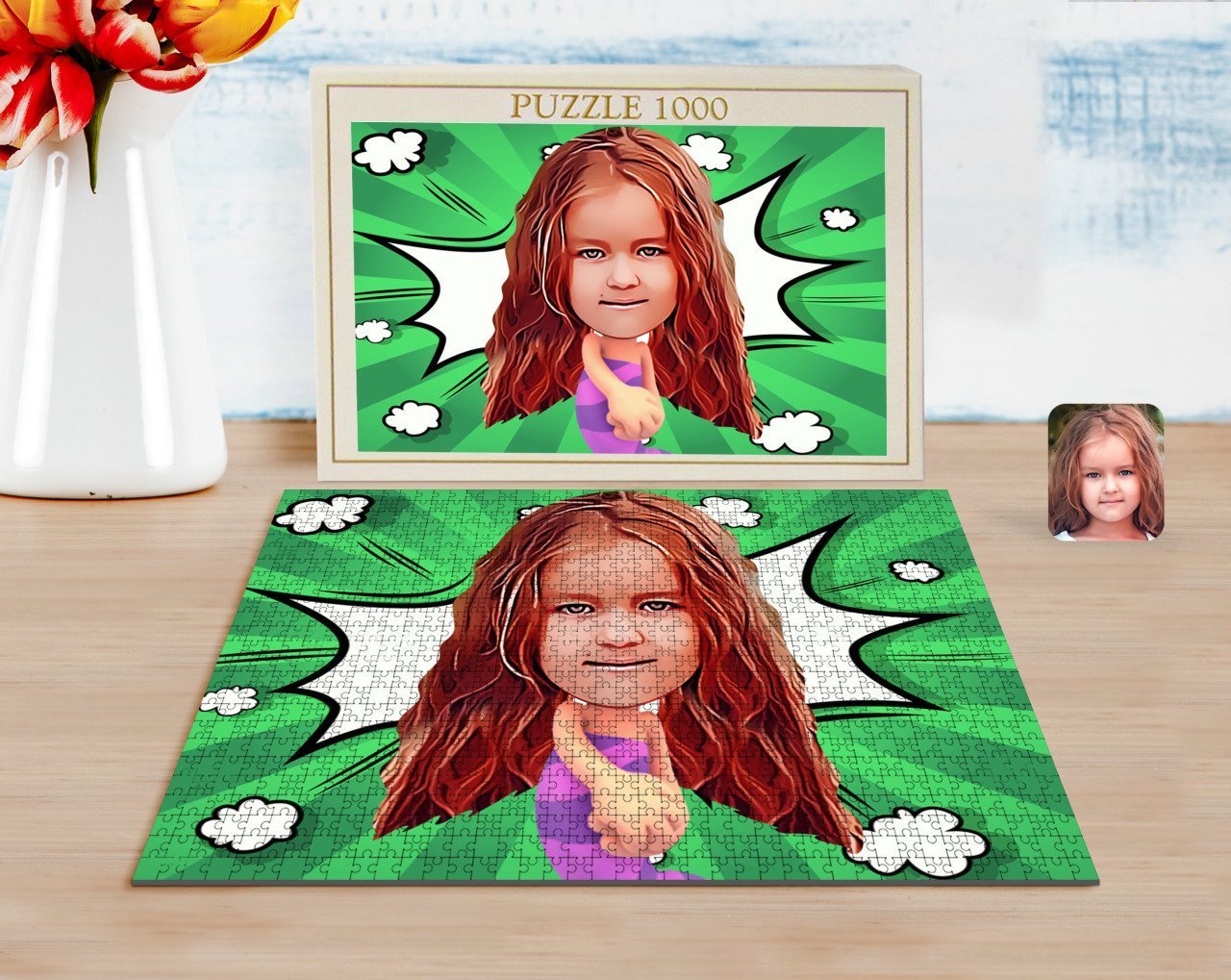 Kişiye Özel Deniz Kızı Karikatürlü 1000 Parça Profesyonel Puzzle-2