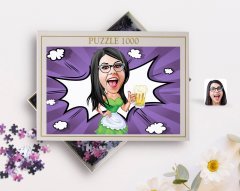 Kişiye Özel Kadın Karikatürlü 1000 Parça Profesyonel Puzzle-30
