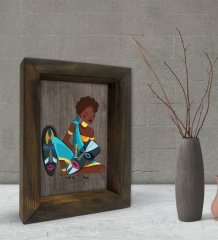 BK Gift African Woman Dekoratif Doğal Masif Ahşap Çerçeve 15x20cm-5