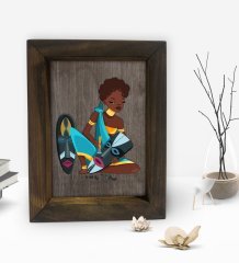 BK Gift African Woman Dekoratif Doğal Masif Ahşap Çerçeve 15x20cm-5