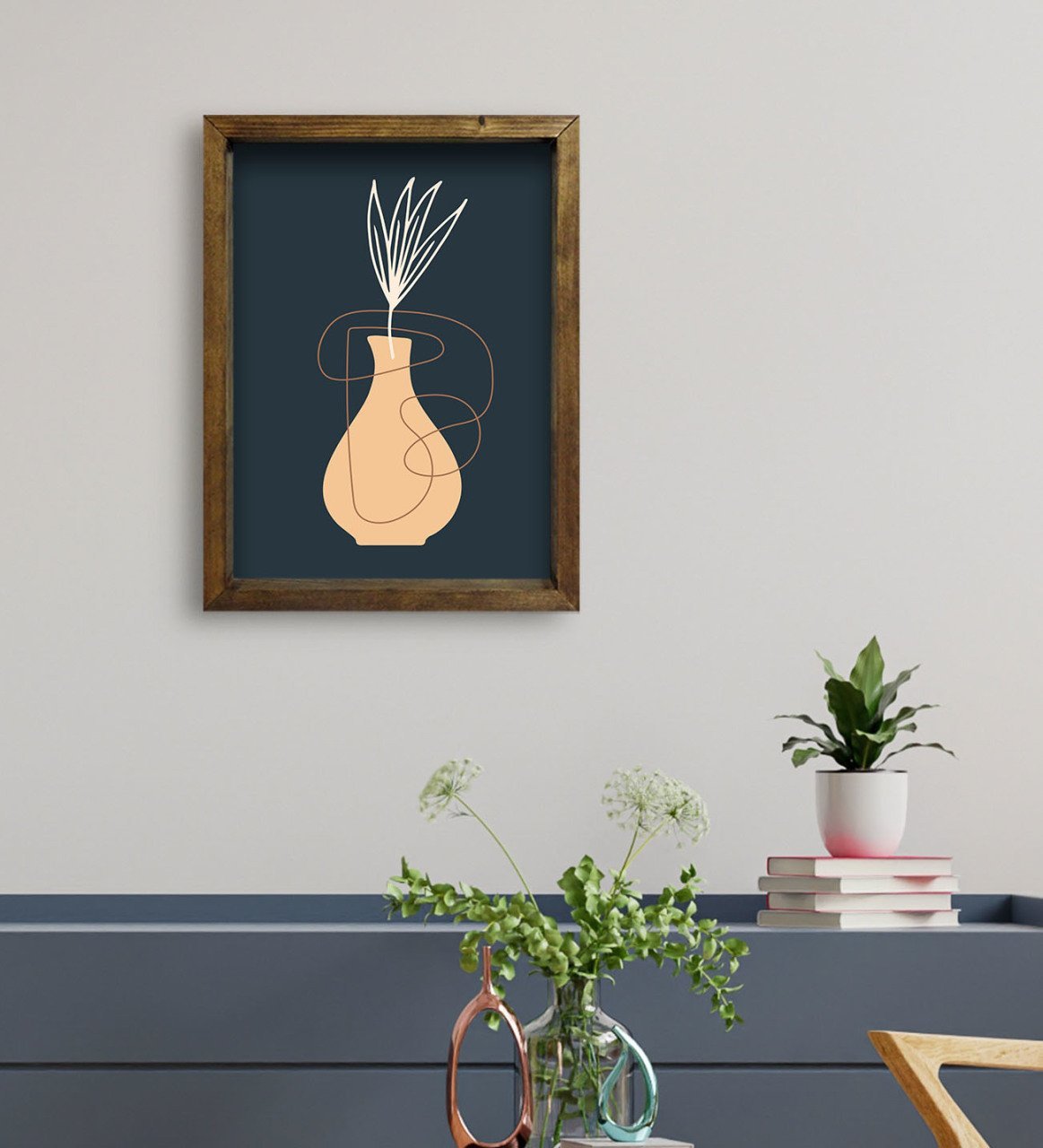 BK Gift Otel Odası Konseptli Doğal Masif Ahşap Çerçeveli Tablo 45x65cm-10