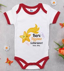 BK Kids Kişiye Özel Beni Teyzeme Götürün Tasarımlı Kırmızı Bebek Body Zıbın-1