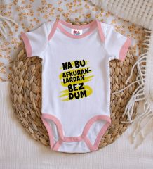 BK Kids Bezdum Tasarımlı Pembe Bebek Body Zıbın-4
