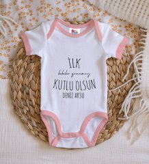 BK Kids Kişiye Özel Pembe Bebek Body Zıbın - Model 33