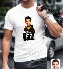 Kişiye Özel Godfather Baba Karikatürlü Beyaz T-Shirt-3