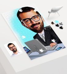 Kişiye Özel Bay Genel Müdür Karikatür 240 Parça A3 Puzzle - 1