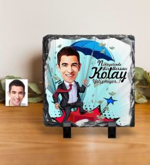 Kişiye Özel Bay Borsacı Karikatürlü Dekoratif Doğal Taş - 1