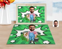 Kişiye Özel Çiftçi Karikatürlü 1000 Parça Profesyonel Puzzle-1