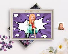 Kişiye Özel Kadın Karikatürlü 1000 Parça Profesyonel Puzzle-24