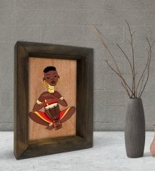 BK Gift African Woman Dekoratif Doğal Masif Ahşap Çerçeve 15x20cm-4