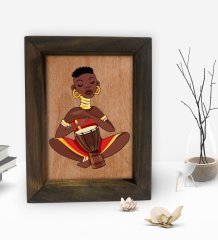 BK Gift African Woman Dekoratif Doğal Masif Ahşap Çerçeve 15x20cm-4