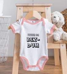 BK Kids Bezdum Tasarımlı Pembe Bebek Body Zıbın-3