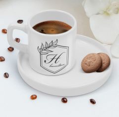 BK Gift Kişiye Özel Sunum Tabaklı Harfli Kahve Fincanı-3, Sevgiliye Hediye, Aileye Hediye, Arkadaşa Hediye