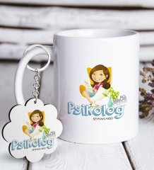 Kişiye Özel Mesleki Psikolog Beyaz Kupa ve Anahtarlık Hediye Seti-2