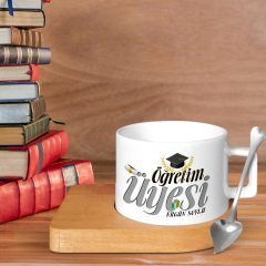 Kişiye Özel Mesleki Öğretim Üyesi Ahşap Altlıklı Seramik Fincan - 2