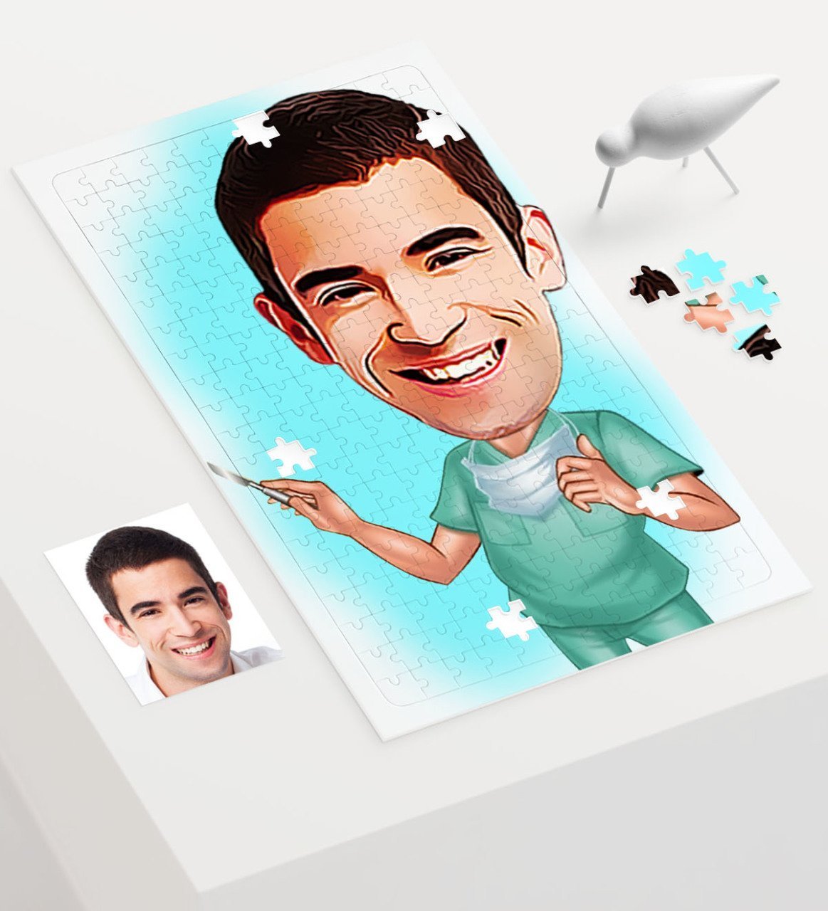 Kişiye Özel Bay Cerrah Karikatür 240 Parça A3 Puzzle - 1