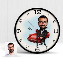 Kişiye Özel Patron Karikatür Ahşap Duvar Saati - 1
