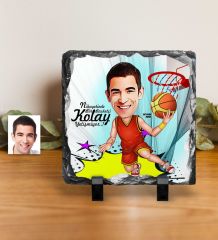 Kişiye Özel Bay Basketbolcu Karikatürlü Dekoratif Doğal Taş - 1