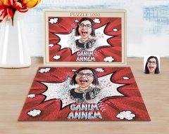 Kişiye Özel Canım Annem Karikatürlü 1000 Parça Profesyonel Puzzle-1