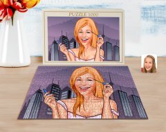 Kişiye Özel Kadın Karikatürlü 1000 Parça Profesyonel Puzzle-21
