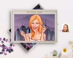 Kişiye Özel Kadın Karikatürlü 1000 Parça Profesyonel Puzzle-21