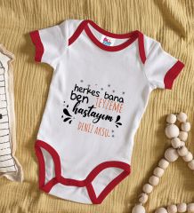 BK Kids Kişiye Özel Ben Teyzeme Hastayım Tasarımlı Kırmızı Bebek Body Zıbın-1