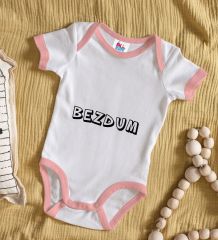 BK Kids Bezdum Tasarımlı Pembe Bebek Body Zıbın-2