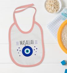 BK Kids Maşallah Tasarımlı Pembe Bebek Mama Önlüğü-1
