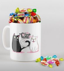 Kişiye Özel Sevgililer Günü Beyaz Kupa ve Haribo Şeker Hediye Seti-135