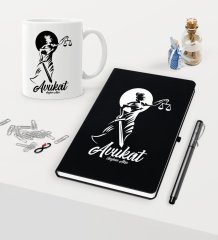 Kişiye Özel Avukat Temalı Siyah Defter Kalem Kupa Seti - 15