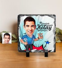 Kişiye Özel Bay Antrenör Karikatürlü Dekoratif Doğal Taş - 1