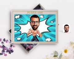 Kişiye Özel Bruce Lee Karikatürlü 1000 Parça Profesyonel Puzzle-1