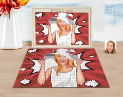 Kişiye Özel Kadın Karikatürlü 1000 Parça Profesyonel Puzzle-20