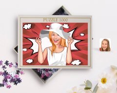 Kişiye Özel Kadın Karikatürlü 1000 Parça Profesyonel Puzzle-20