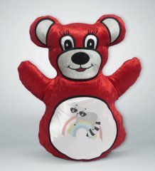 BK Gift Gökkuşağı Tasarımlı Kırmızı Ayıcık Yastık-1